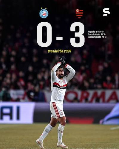 Bahia perde por 3 a 0 para o Flamengo na Fonte Nova e sai do G6 do Brasileirão